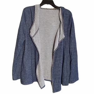 Kenar blue waterfall open front hooded cardigan